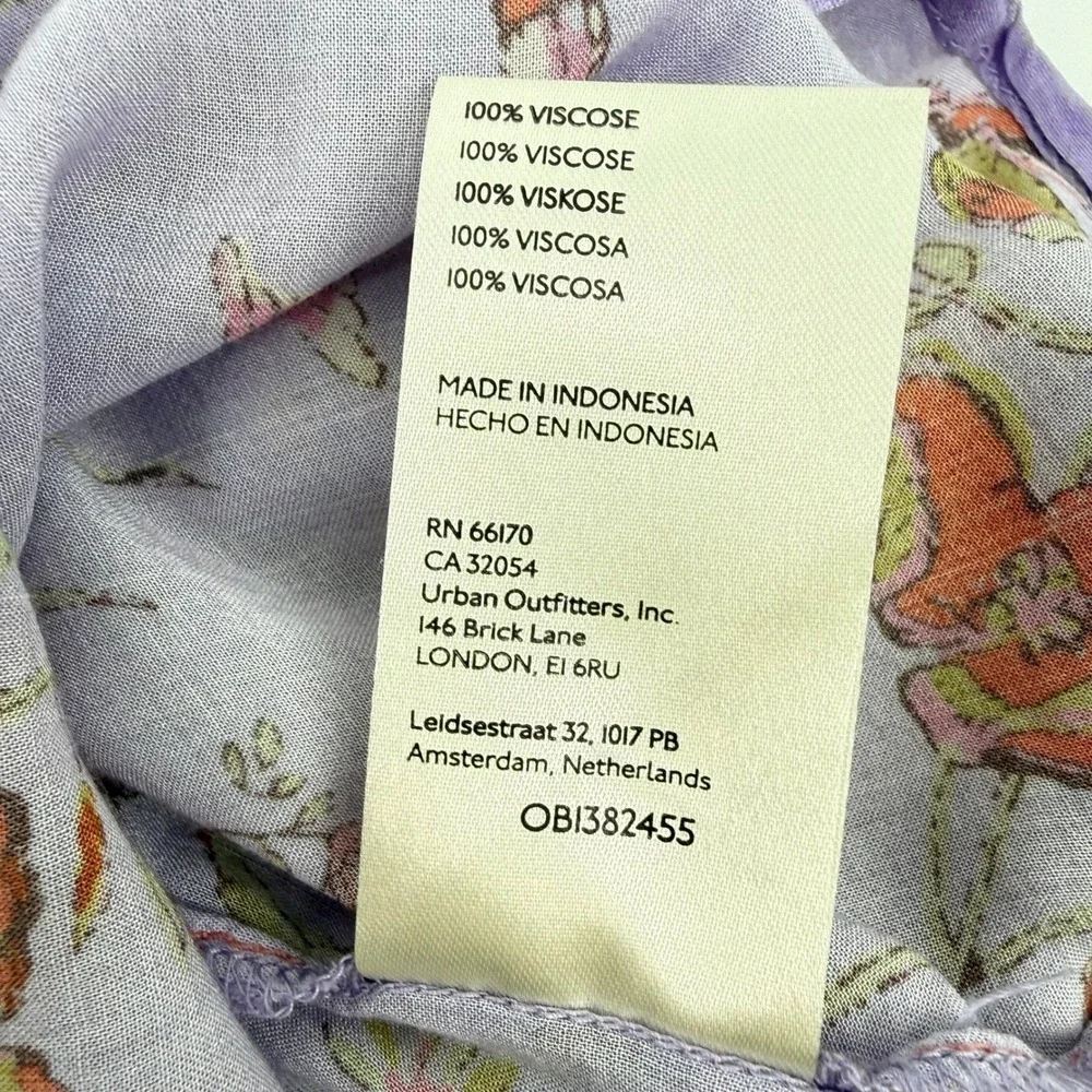 Pilcro Floral Bird Button Down Shirt Womens Sm Purple Viscose Blouse - Picture 8 of 8
